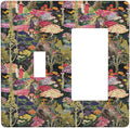 Dreamy Tropical Rainforest Colorful Mushroom Wildflower Outlet Covers 1 Toggle 1 Rocker Combination Decorative Wall Plate Electrical Switch Plates Light Switch Cover Plate for Farmhouse Kids Room