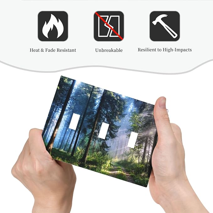 Green Landscape Forest Tree 3 Gang Light Switch Plate Decorative Triple Toggle Wall Plate Cover Electrical Faceplate for Bathroom Home Living Room Decorate