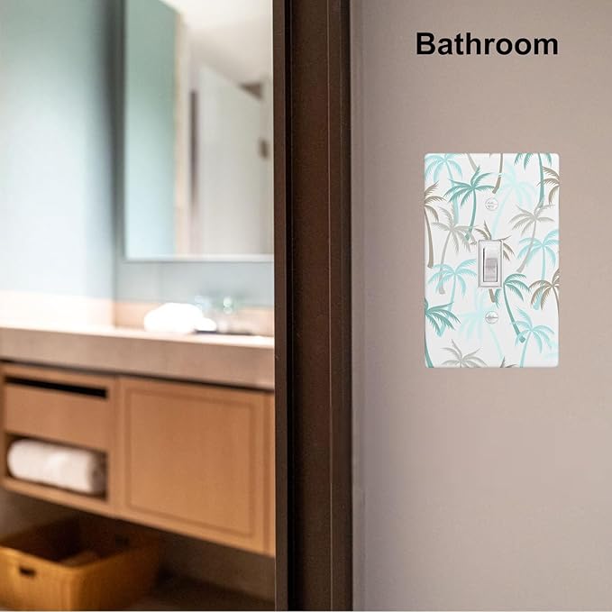 Tropical Palm Tree 1-Gang Toggle Light Switch Plate, Green Palm Leaf Wall Plate for Beach House, Kitchen, Bathroom & Sunroom
