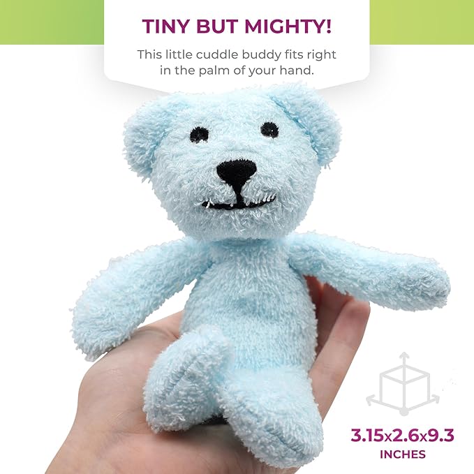 Thermal-Aid Zoo Mini — (Buckley the Blue Bear) — Mold-Resistant, Washable Hot & Cold Pack for Kids — Heating and Cooling Pad with Natural Corn Filling — Reusable Plush Toy