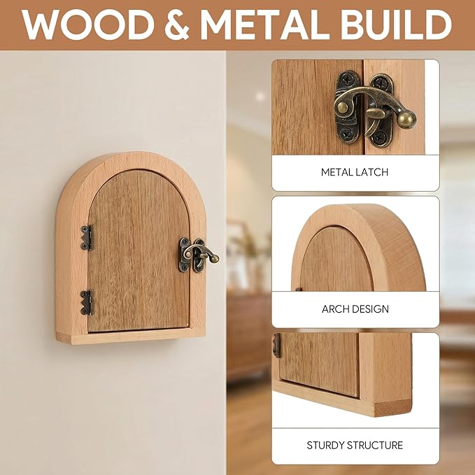 Fairy Door Outlet Cover Plate, No-Drill Decorative Outlet Covers for Pet Proofing, Handmade Wooden Door Style Light Switch Cover, Fits Standard Electrical Outlets, Easy Installation