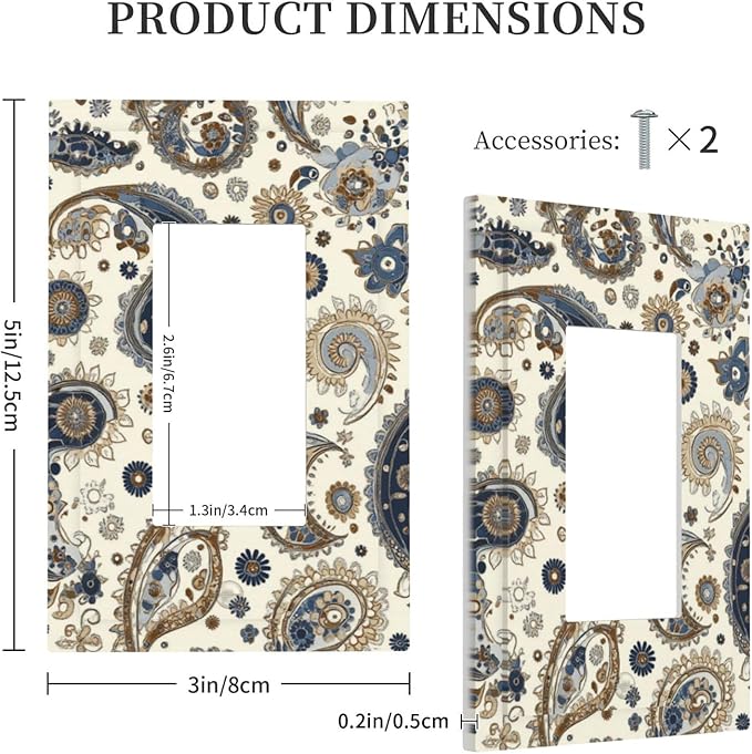 Decorative Outlet Covers Doodle Style Floral Abstract Teardrop 1 Gang Single Rocker Light Switch Cover Plate Wall Plates Gfci Faceplate For Bed Room Living Room Decor