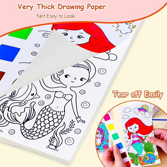 JUNQIU 4Pack Paint with Water Books for Kids, Watercolor Painting Coloring Books for Toddlers, Magic Paint Set for Kids, Art Craft Kits Easter Basket Stuffers For Girls Boys