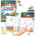 Finger Paint Coloring Book for Kids, Hardcover Travel Finger Paint Kit Include 12 Colors Ink Pad Finger Painting Activity Book, Portable Sensory Activity Develops Creativity, Travel Busy Book for Kids -Ocean World