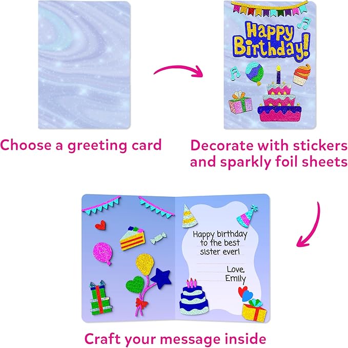 Skillmatics Foil Fun - Card Making Set, DIY Foil Art Craft Kit, Mother’s Day Gift, Mess-Free Creative Play, No Mess Art & Craft Supplies for Girls and Boys Ages 4, 5, 6, 7, 8, 9