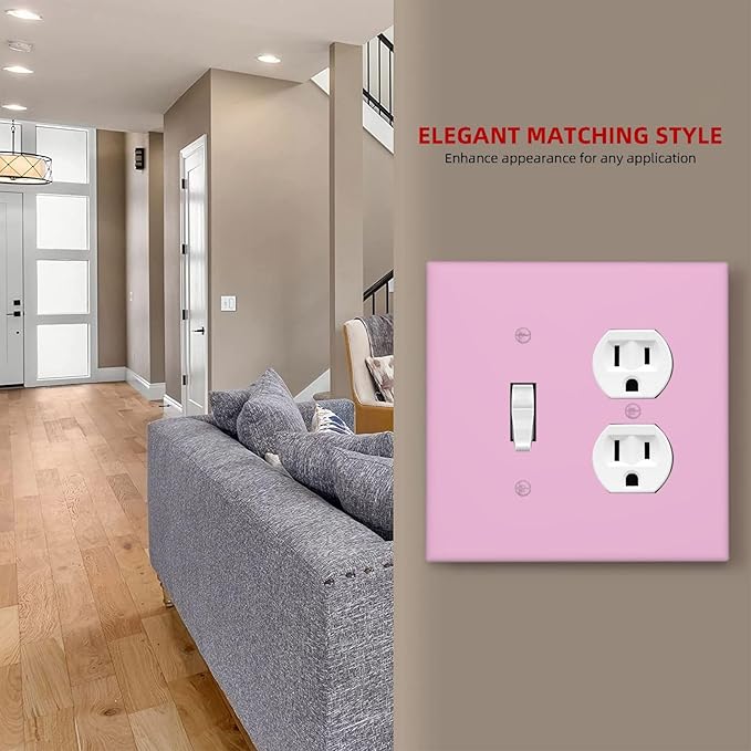 Decorative Solid Purple 2 Gang Single Toggle/Duplex Combo Outlet Light Switch Cover, Elegant Lavender Purple Combination 1-Toggle 1-Decorator Receptacle Combination Face Wall Plate Cover