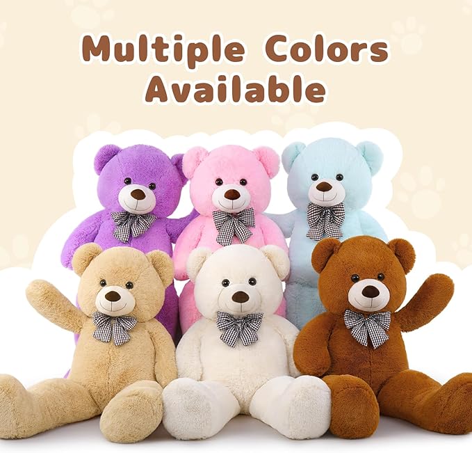 MaoGoLan Giant White Teddy Bear Stuffed Animal 6 Feet,Soft Cuddly Smiling Face Big Life Size Valentines Teddy Bear Plush Gift for Boyfriend Girlfriend,Brithday