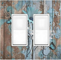 Decorative Outlet Covers Rustic Flower Teal Turquoise Daisy Butterfly 2 Gang Double Gfci Rocker Electrical Wall Panels Light Switch Cover Plate For Farmhouse Cabin Decor