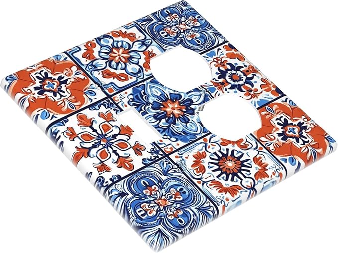 Wallplates Colorful Talavera Mexican Tile 1 Toggle 1 Duplex Switch Plate Electrical Gfci Faceplate Decorative Light Switch Covers For Bathroom Kitchen Decor