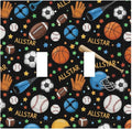 All Star Sports Double Toggle Switch Cover - 2-Gang Standard US Size Multi-Sport Light Switch Covers, Football Baseball Basketball for Boys & Girls Room Decor