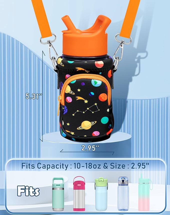 Miss Adola Water Bottle Carrier with Strap - Insulated Kids Water Bottle Holder for Boys Girls Bottle Bag for 10-18Oz