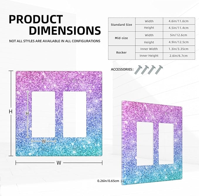 Pink Blue Mermaid Double Gang Rocker Decorative Light Switch Cover, 2-Gang Wall Plate Outlet Cover
