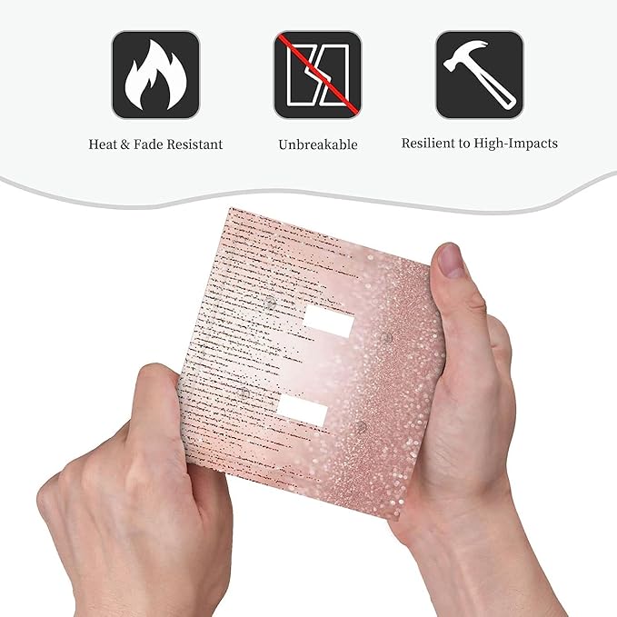 Pink Glittery Bling 2 Gang Double Toggle Light Switch Cover Decorative Wall Plate Faceplate for Kids Boys Girls Bathroom Home Living Room Decor 5" x 4.9…
