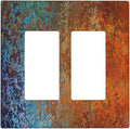 Decorative Switch Plate Covers Vintage Copper Rust 2 Gang Double Rocker Decora Light Switch Cover Red Celestial Blue Flatprint Dual Outlet Wall Plate Electrical Faceplate GFCI for Room Decor
