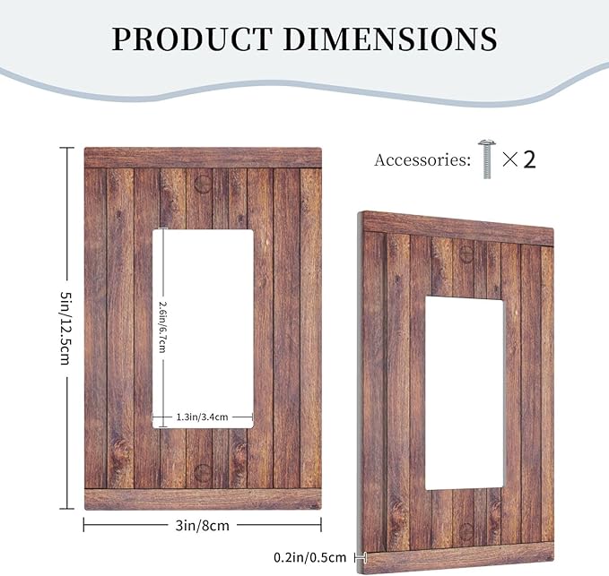 Decorative Light Switch Cover Plate with Wood Texture Rustic Vertical Planks Brown Design 1 Gang Rocker Outlet Covers Single Decora Gfci Device Wall Plate Vintage Aesthetic Kitchen/Bedroom