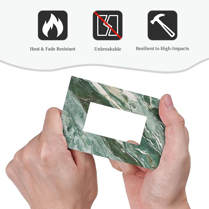 Decorative Light Switch Cover Plate with Modern Luxury Green Marble Texture Design 1 Gang Rocker Outlet Covers Single Decora Gfci Device Wall Plate for Kitchen Bathroom Decor