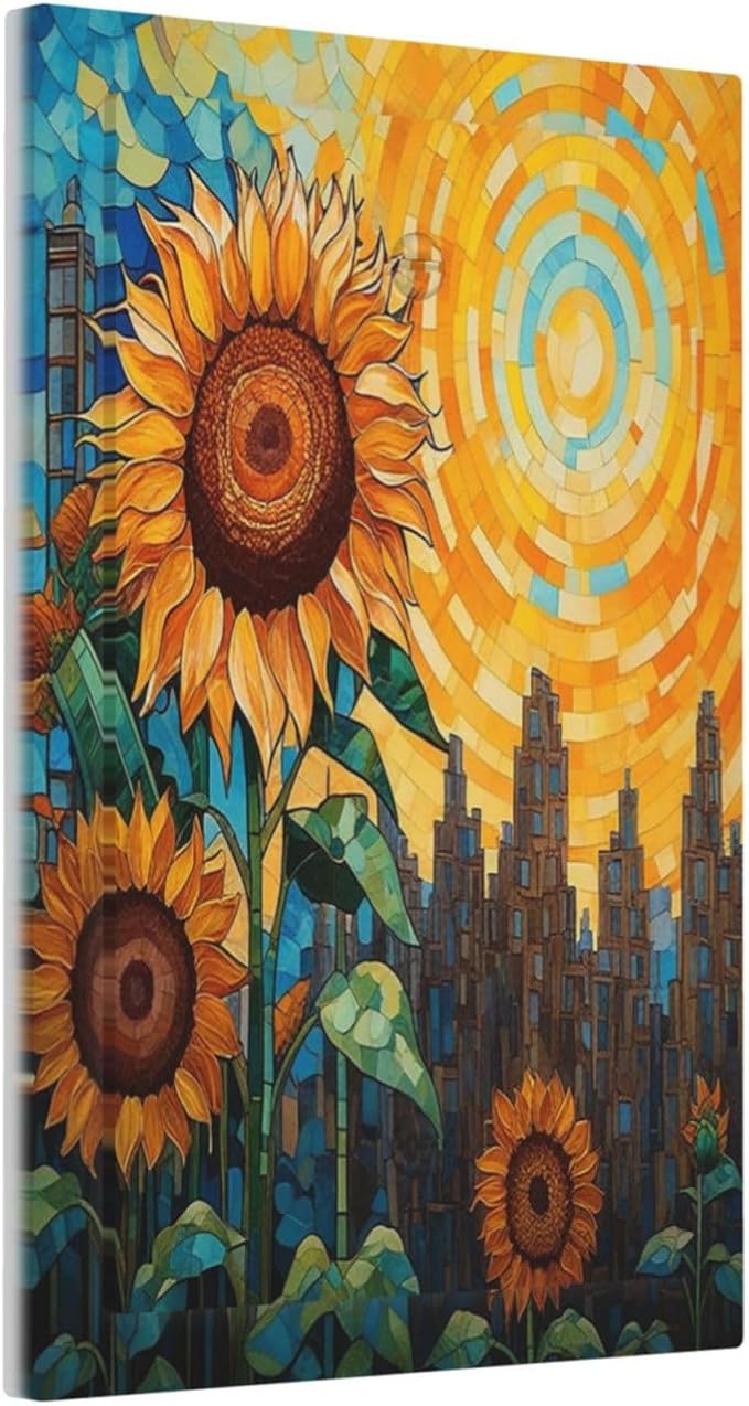 Abstract Sunflower Graffiti Floral Paint Art Flower Light Switch Cover Plate 1 Gang Electrical Wall Plates Faceplate Decorative Switch Plate No Device Blank for Bedroom Living Room Decor