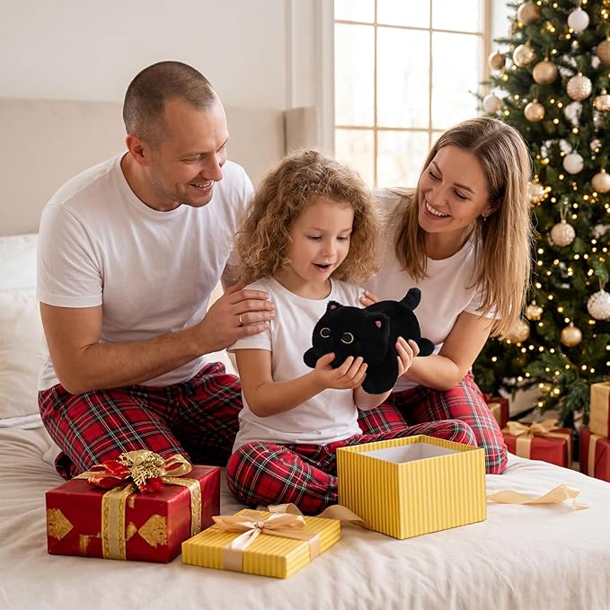 Weighted Black Cat Plush,Cute Weighted Stuffed Animals for Kids,Realistic & Soft Huggable Black Cat Weighted Plushie Pillow Toy Gifts for Girls Boys