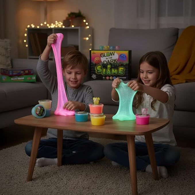 12 Pack Glow in the Dark Slime Kit with Axolotl Charms, Non-Toxic Mess Free Smooth Sludge Toy, Party Favors for Kids, Stress Relief, Slime Bulk for Boys Girl, Easter Stocking Stuffers