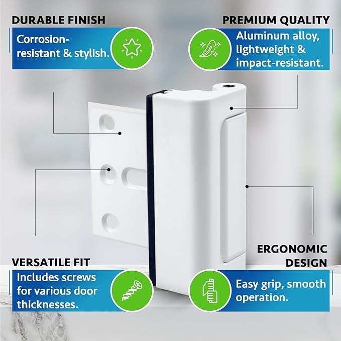 Dwell+Good Door Locks (2-Pack) - Easy To Install Aluminum Home Security Door Locks for Front Door - Child Proof Door Lock for Kids Safety- Withstand 800 lbs of Force & Tamper Proof Top Door Lock Latch