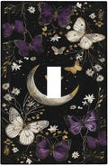 Decorative Light Switch Cover Plate Boho Crescent Moon Butterfly 1 Gang Single Toggle Wall Plate Electrical Outlet Covers Decorate Switch Plate Cover for Bedroom Home Decor