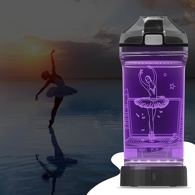 YuanDian Light Up Kids Water Bottle with 3D LED Light- 14 OZ Tritan BPA Free Eco-Friendly - 7 Color Light Cool Drinking Cups Gift for School Kids Girl Child (Ballet)