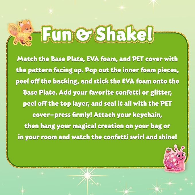 Shake-its Glitter Craft Kits, DIY Art Kit for Kids - Fun Shake Art Supplies, Creative Arts and Crafts Activity Gifts for Girls & Boys Ages 4 5 6 7 8 9 (Animals Friends)