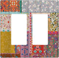 Outlet Covers Boho Patchwork Bohemian Stitching Colorful Floral 2 Gang Wall Plate Double Rocker Light Switch Cover Decorative GFCI Receptacle Cover Electrical Switchplate for Home Decor