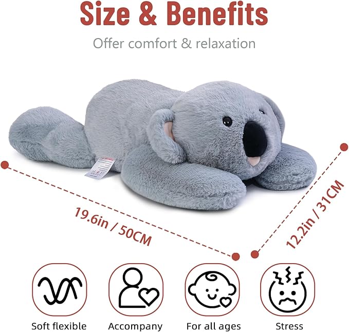Niuniu Daddy 20" | 3.3 Pound Koala Weighted Stuffed Animals for Adults Kids, Large Stuffed Koala Pillowfort Plush Animal Toys for Baby, Big Body Pillow for Gift Present Birthday Christmas Valentine