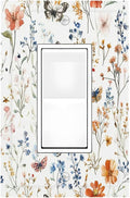 Decorative Outlet Covers Vintage Wildflowers Plants Floral 1 Gang Single Rocker Light Switch Cover Plate Wall Plates Gfci Faceplate For Bed Room Living Room Decor