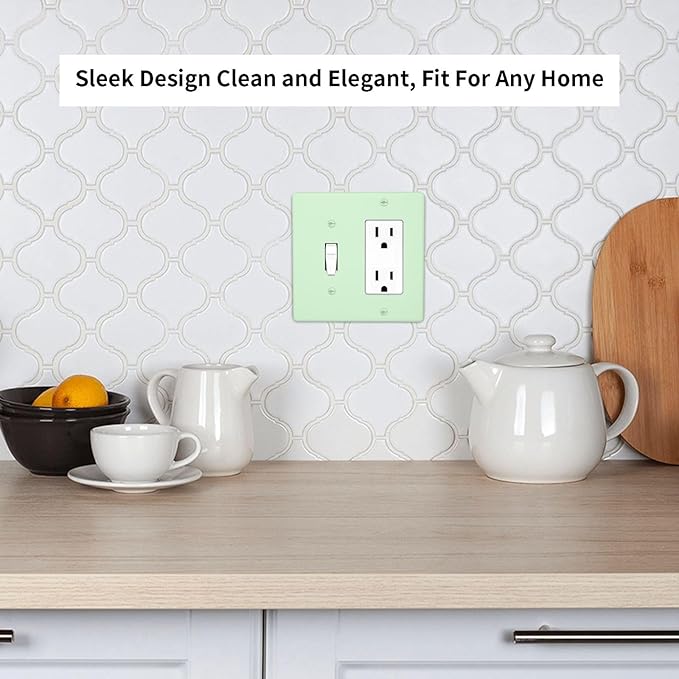Green 2 Gang Combination Light Switch Cover Decorative 1-Toggle 1-Decorator Wall Plate Electrical GFCI Combo Receptacle Faceplate