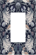 William Morris Vintage Floral Birds Peacocks 1 Gang Rocker Light Switch Covers Single Decora Outlet Wall Plate Decorative Switchplate Faceplate GFCI for Country Bathroom Bedroom Decor