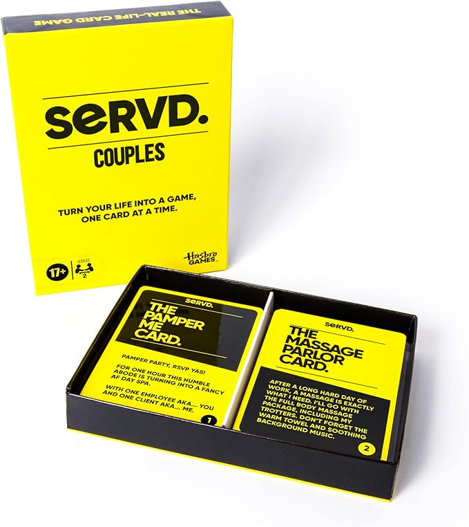 Hasbro Games SERVD Couples Game – Hilarious Real-Life Card Game for Partners – Funny Gifts for Anniversary, Date Nights, Valentine’s Day – 2 Players – Ages 17+