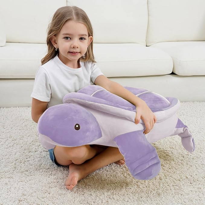 Dalmao 28 inch Big Sea Turtle Tuffed Animals Plush Toys, Large Ocean Turtle Giant Plushies Body Pillow, Gift for Kids Boy Girl Girlfriend, Birthday-Purple