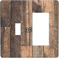 Rustic Brown Wood Plank Vintage Country Wooden Board Outlet Covers 1 Toggle 1 Rocker Combination Decorative Wall Plate Electrical Switch Plates Light Switch Cover Plate for Farmhouse Home Decor
