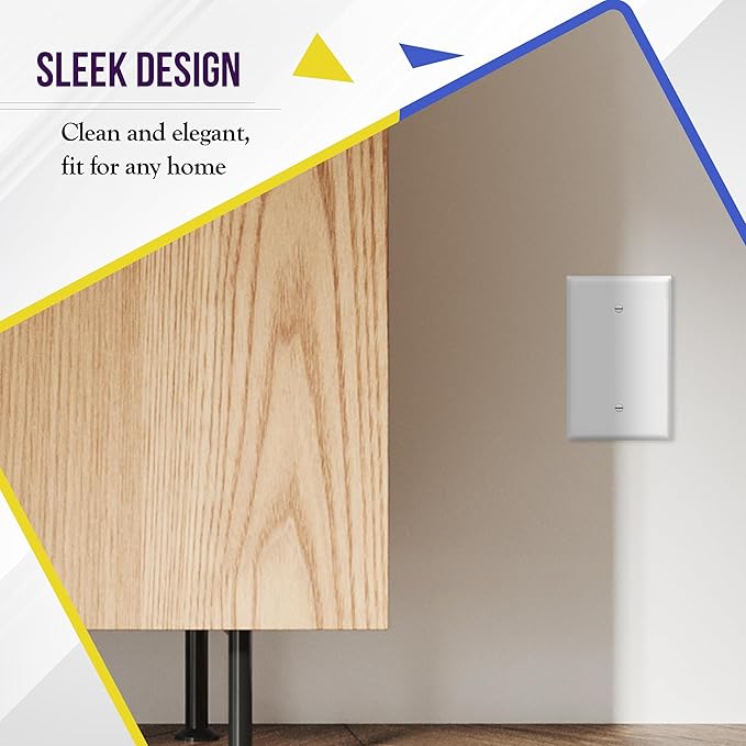 ENERLITES Oversized Blank Wall Plate, Jumbo Blank Outlet Covers, Over-Size 1-Gang 5.51" x 3.50", Unbreakable Polycarbonate Thermoplastic, UL Listed, 8801O-W-5PCS, Gloss Finish, White (5 Pack)