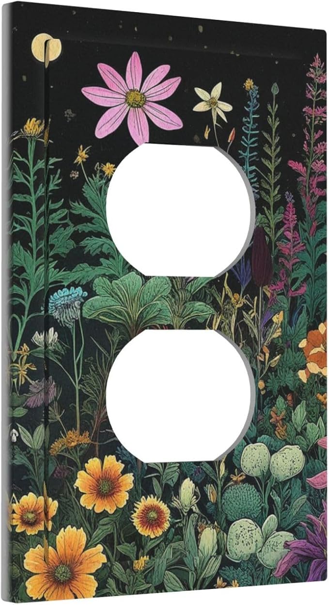 Decorative Outlet Covers Brainstorming Sketches of Weeds Wildflowers Plants 1 Gang Duplex Light Switch Cover Plate Wall Plates Electrical Outlets Electrical Switchplate Face Plate