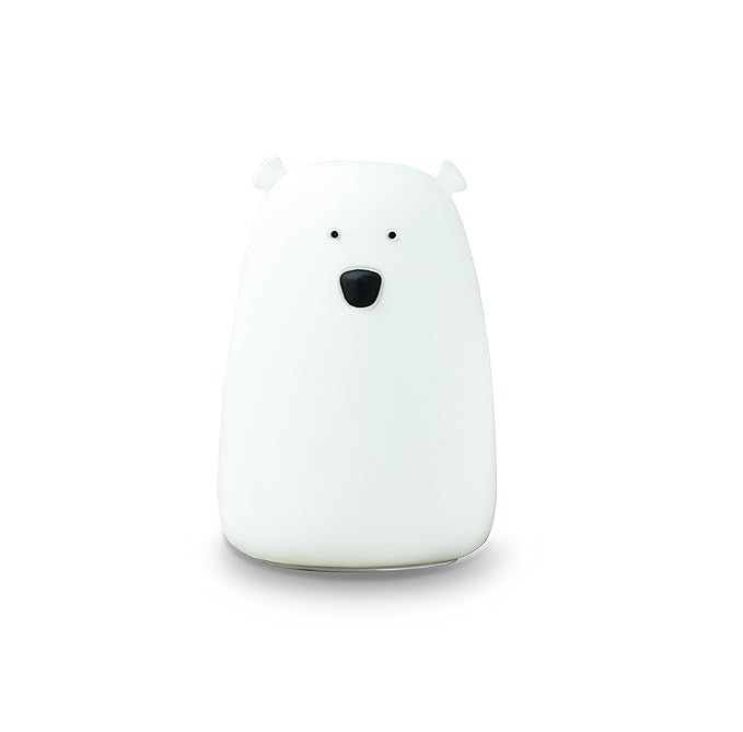 Portable Silicone LED Cartoon Night Light for Kids USB Rechargeable, Warm/White Light, 7-Color Changeable Light, Cute Children Night Lamp for Baby, Bedroom and Nursery (Bear)