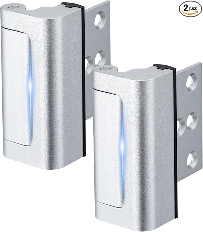 Husfunov 2 Pack Home Security Door Lock,Childproof Door Reinforcement Lock,with 3" Stop Withstand 800 lbs,for Inward Swing Doors,Night Kids Safety Metal Flip Lock Deadbolt Latch (Silver)