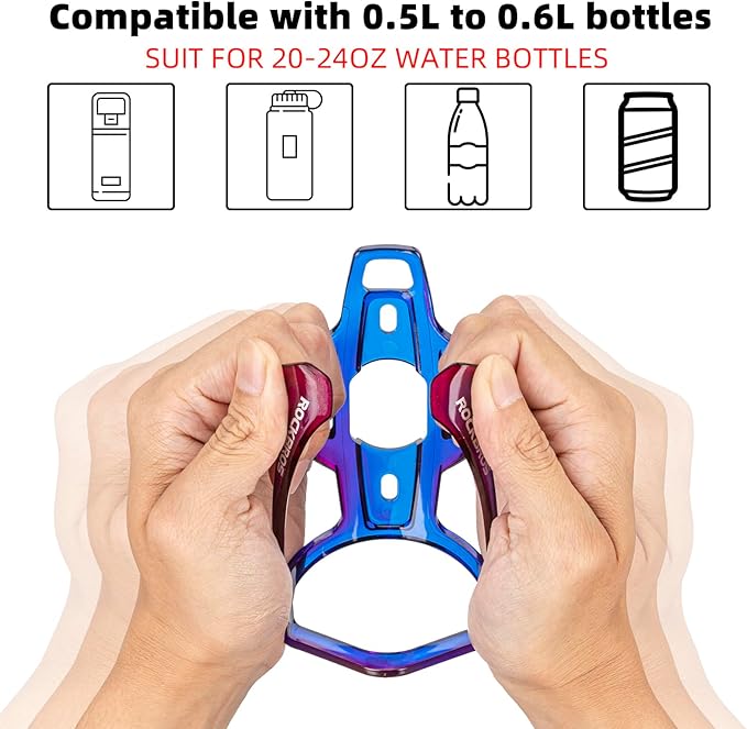 ROCKBROS Bike Water Bottle Holder Ultra-Light Bicycle Bottle Cages with Screws Tool, Universal Bike Cup Holder Rack for Road MTB Bikes…