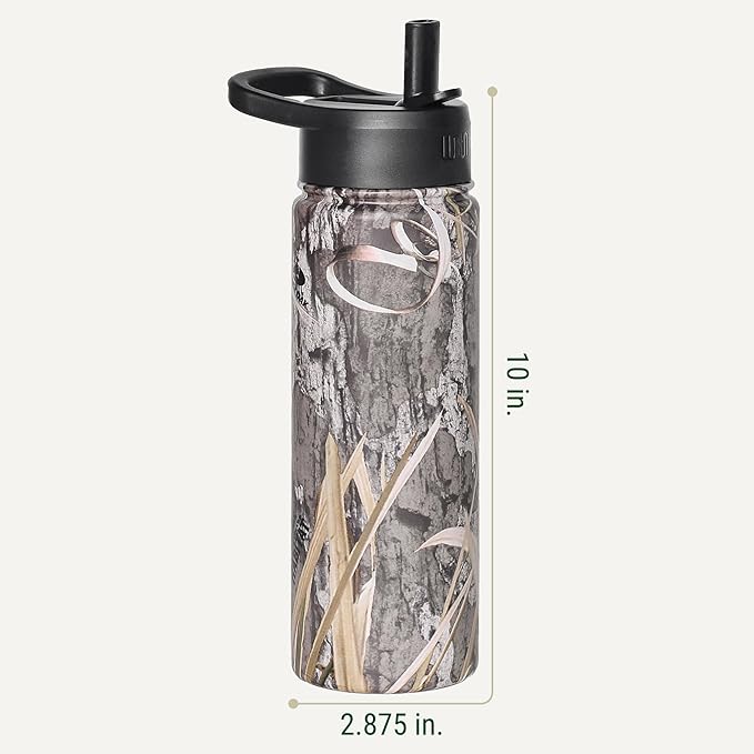 Wildkin Mossy Oak 22oz Kids Water Bottle – Leakproof, Vacuum-Insulated, Durable, Easy-Clean - Shadow Grass
