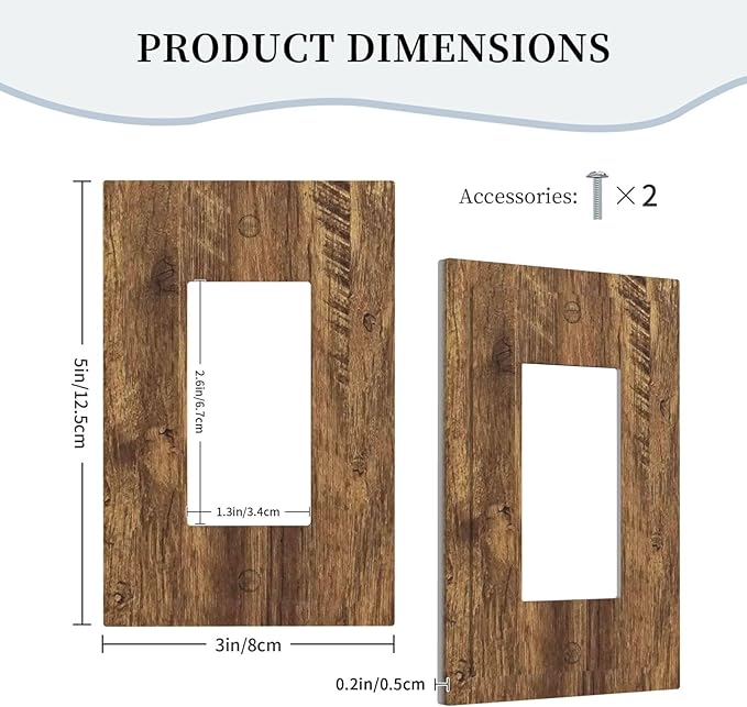 Outlet Covers Rustic Wood Grain Country Vintage Wooden Board 1 Gang Single Rocker Light Switch Cover Plate Decorative GFCI Wallplates Socket Cover Electrical Switch Plate Covers for Farmhouse Home