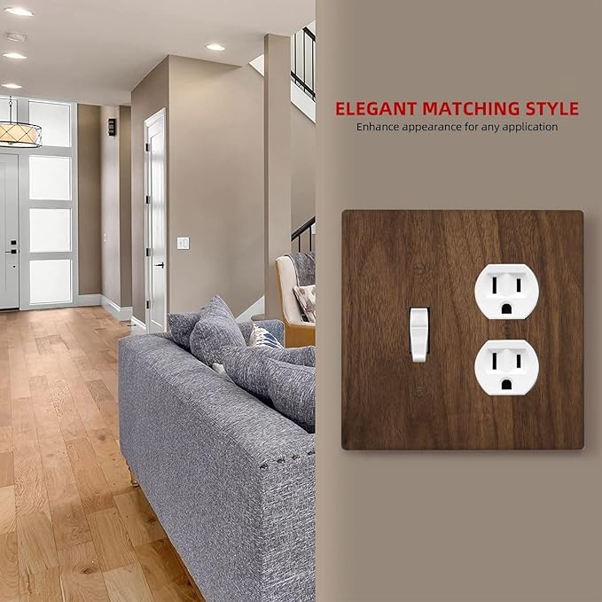 Outlet Covers Dark Brown Wood Grain 1 Toggle 1 Duplex Switch Plate Covers Electrical Light Switch Cover Plate Decorative Wall Plate Socket Cover for Farmhouse Cabin Decor