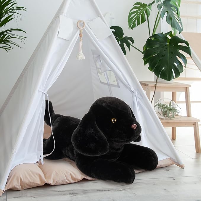 BENINY Giant Black Lab Stuffed Animal 31.5 Inch, Big Realistic Stuffed Labrador Dog Plush Toy, Puppy Throw Pillow Gift for Kids