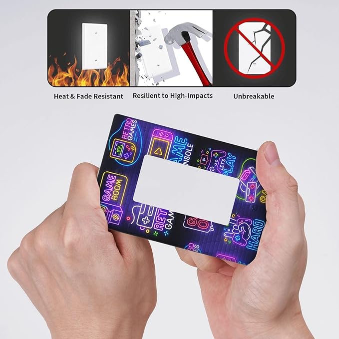 Games Funny Single Gang Rocker Light Switch Cover Plates Decorative Outlet Covers, 1 Gang Rocker Wall Plate