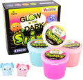 4 Pack Glow in The Slime Kit with Axolotl Charms, 4 Neon Party Favors for Kids, Sensory Toy for Boys & Girls, Non-Toxic, Stretchy, Gooey Fun, Birthday, Halloween, Classroom & Treat Bags