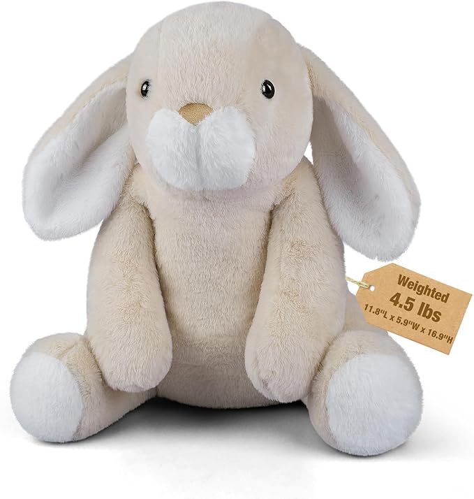17" & 4.5lbs Rabbit Stuffed Animal, Weighted Stuffed Animals with Removable Ceramsite Bag, Cuddly & Soft Weighted Rabbit Plush for Adults & Kids, Rabbit Stuffed Gifts for Christmas & Valentine’s Day