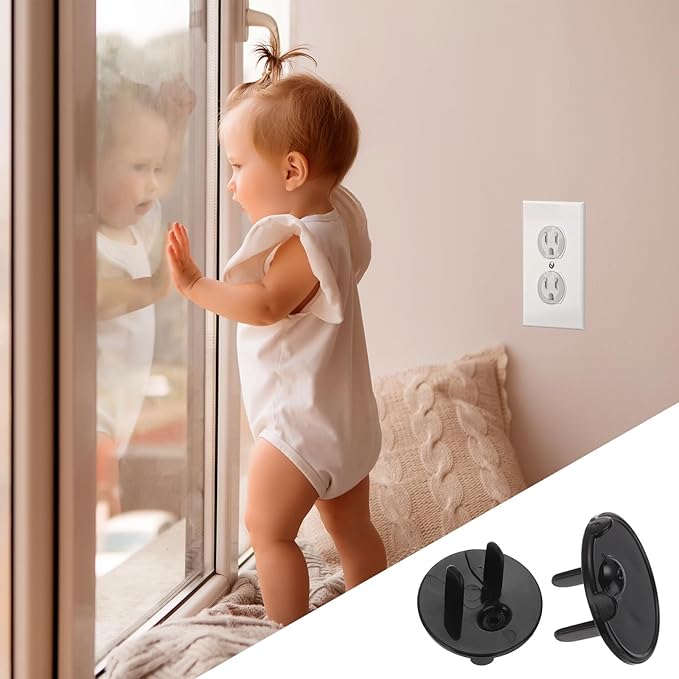 MECCANIXITY 24 Pack Outlet Covers Proofing, Plug Covers Easy Installation Electric Plug Protectors Safety Socket Cover Plugs Protector Black