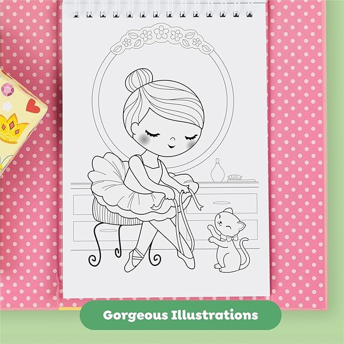 Schylling Tiger Tribe Ballet Coloring Set - Travel Take Along Art Kit - All Supplies Included - Easy Storage - Ages 3+ - 14014, Small
