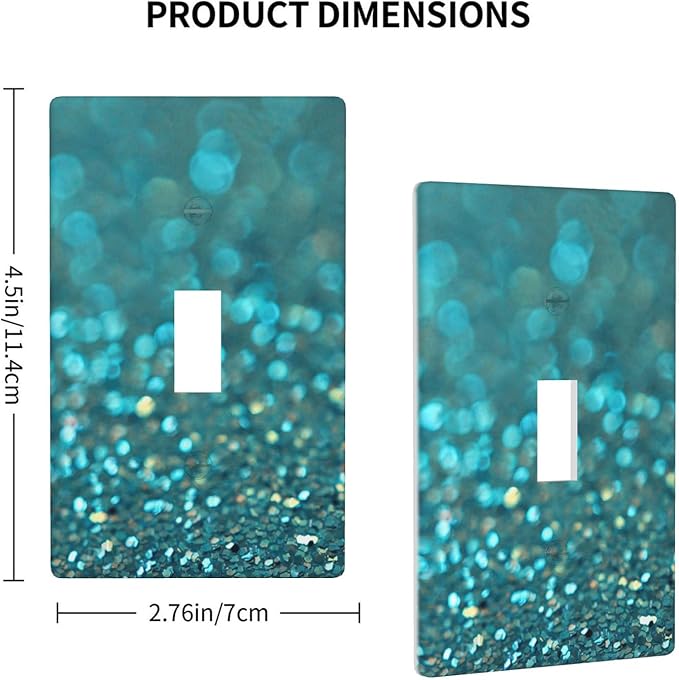 Teal Turquoise Shiny Printed 1-Gang Toggle Light Switch Plate, Modern Green Decorative Wall Plate for Bathroom, Kitchen, Vanity & Bedroom